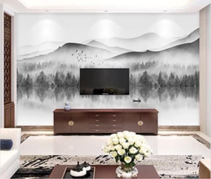 3D Foggy Forest 1755 Wall Murals Wallpaper AJ Wallpaper 2