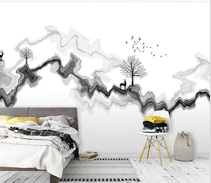 3D Black Wave 333 Wall Murals Wallpaper AJ Wallpaper 2