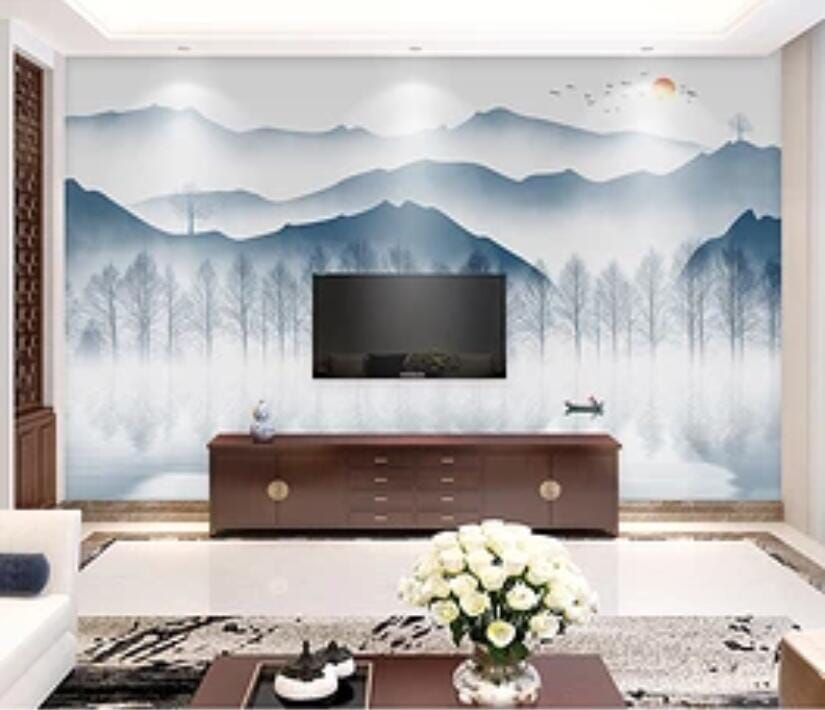 3D Foggy Forest 1705 Wall Murals Wallpaper AJ Wallpaper 2