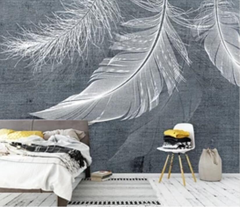 3D White Feather 308 Wall Murals Wallpaper AJ Wallpaper 2