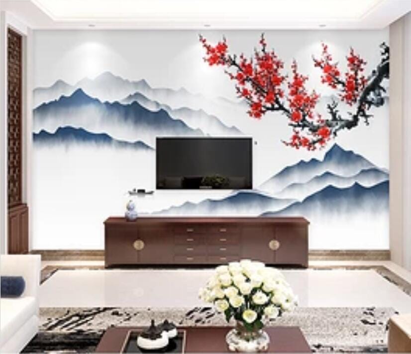 3D Red Plum 1641 Wall Murals Wallpaper AJ Wallpaper 2