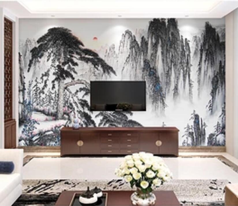 3D Mountain Tree 225 Wall Murals Wallpaper AJ Wallpaper 2