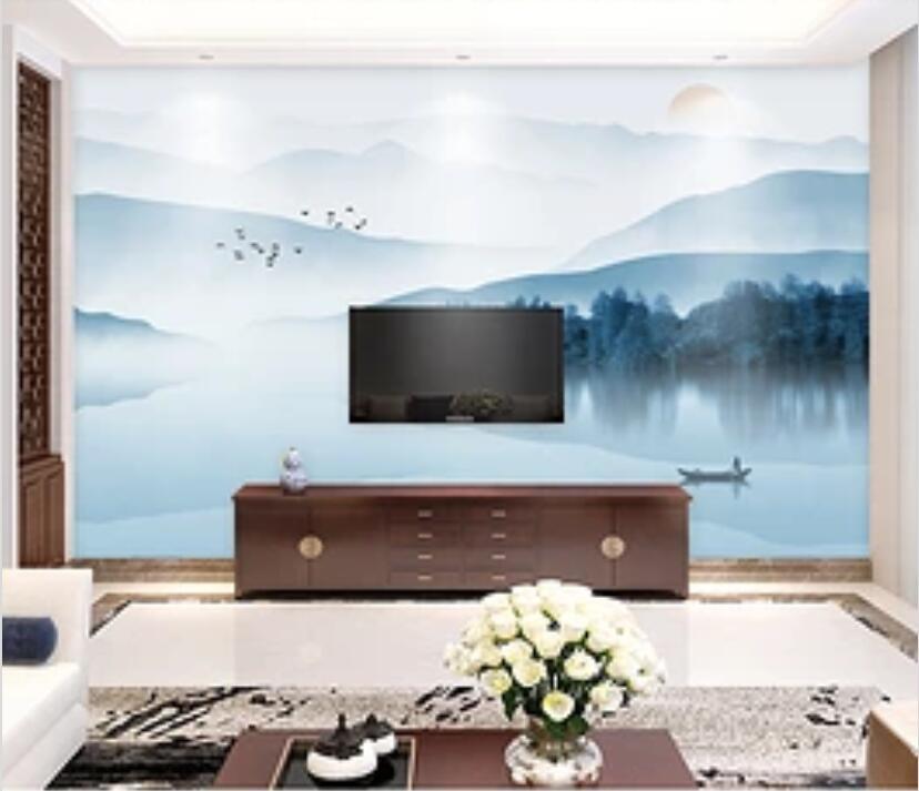 3D River Boat 051 Wall Murals Wallpaper AJ Wallpaper 2