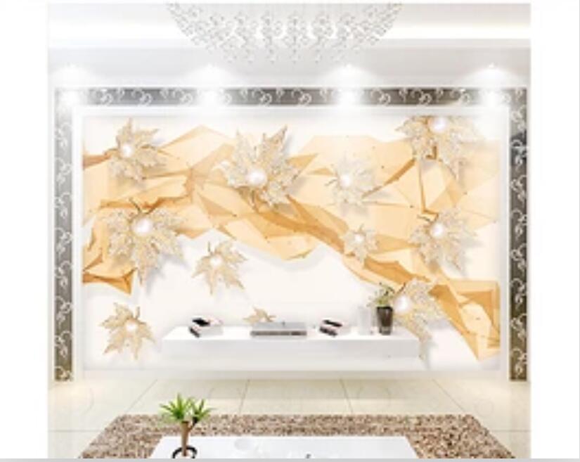 3D Golden Flowers 1140 Wall Murals Wallpaper AJ Wallpaper 2