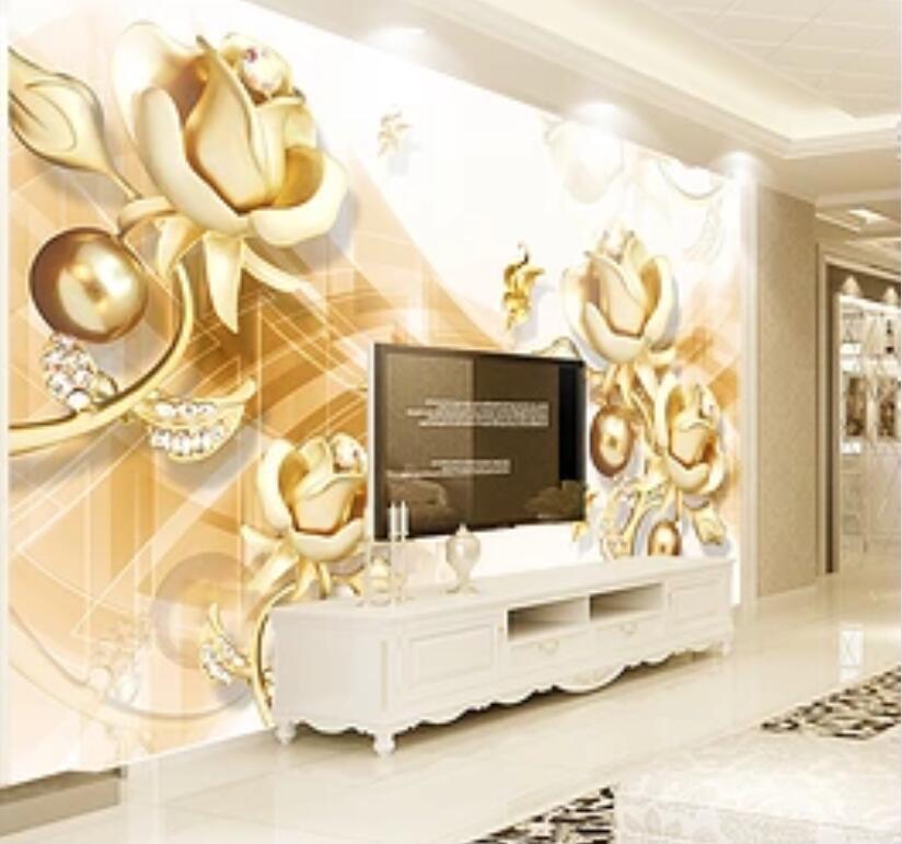 3D Golden Flowers 1139 Wall Murals Wallpaper AJ Wallpaper 2