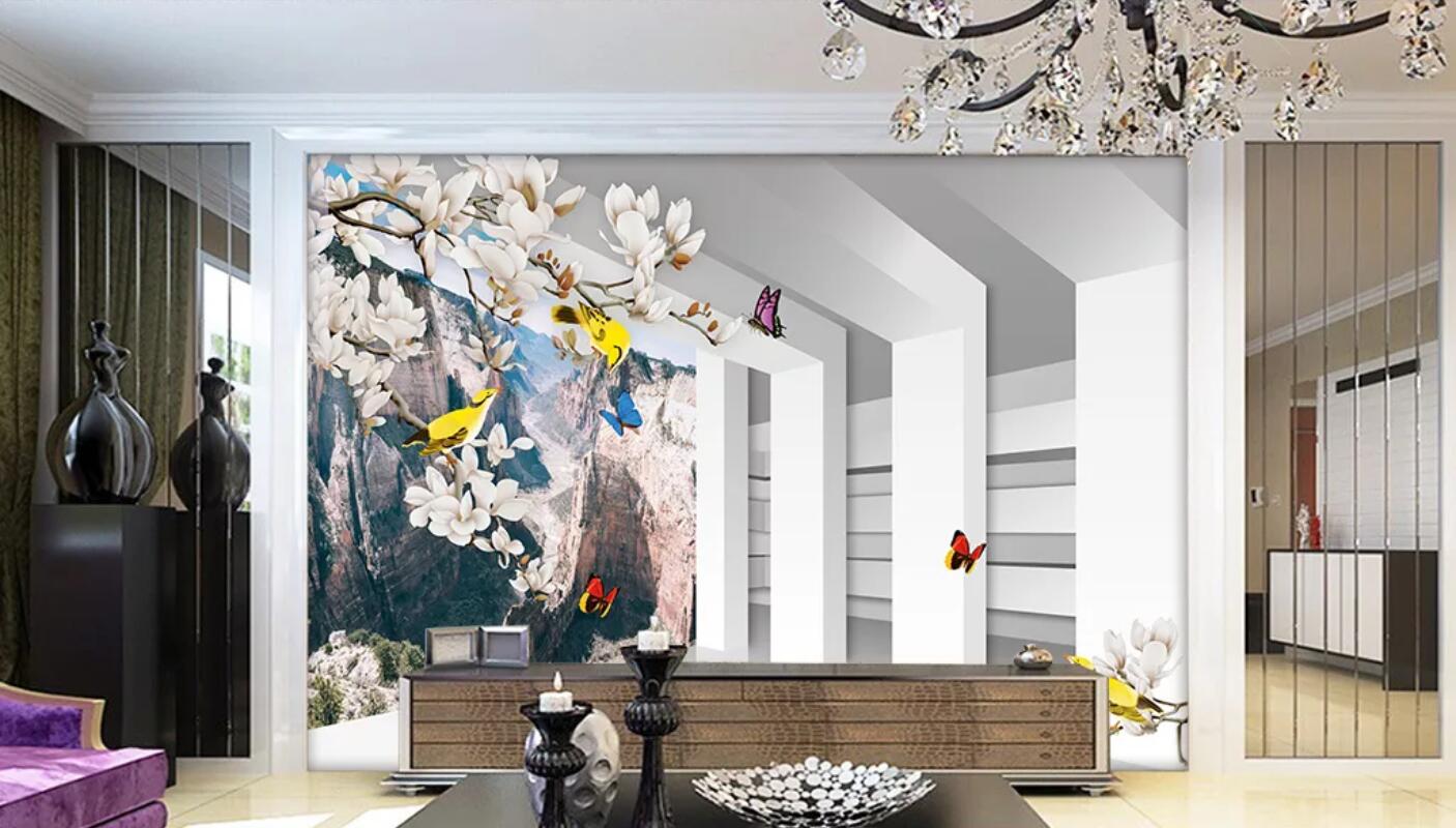 3D Flower Butterfly 920 Wall Murals Wallpaper AJ Wallpaper 2