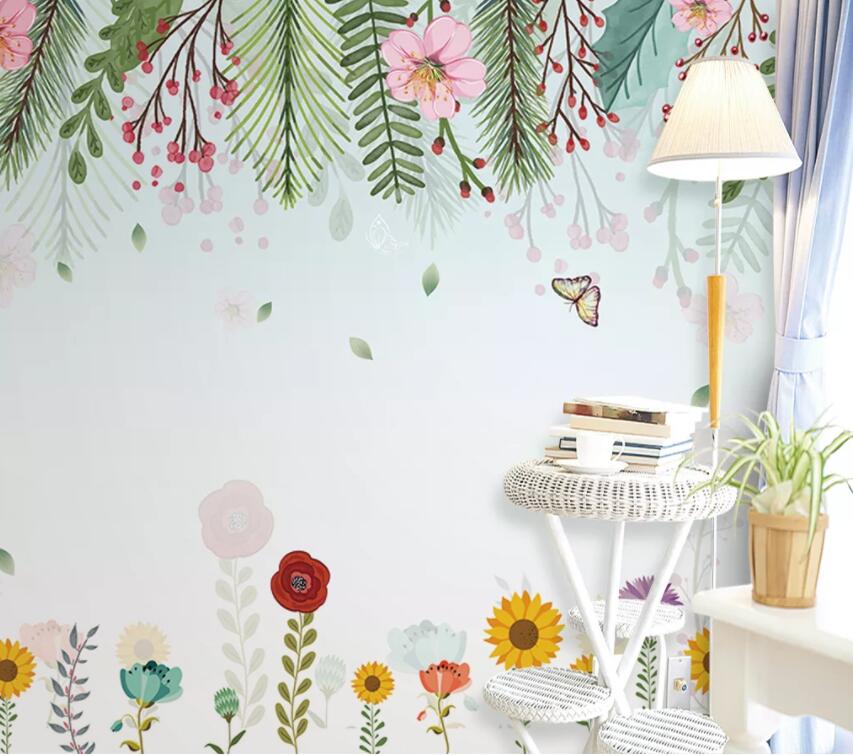 3D Flower Butterfly 1357 Wall Murals Wallpaper AJ Wallpaper 2