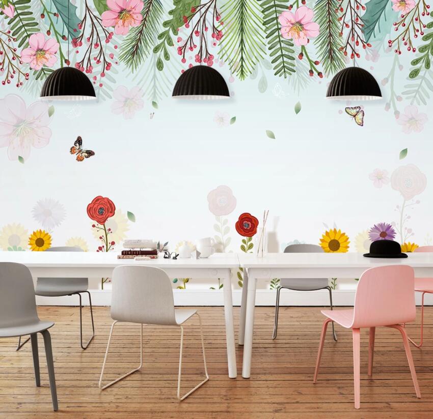 3D Flower Butterfly 1357 Wall Murals Wallpaper AJ Wallpaper 2