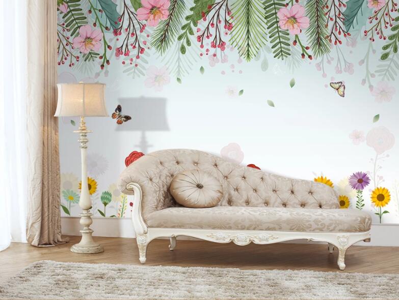 3D Flower Butterfly 1357 Wall Murals Wallpaper AJ Wallpaper 2