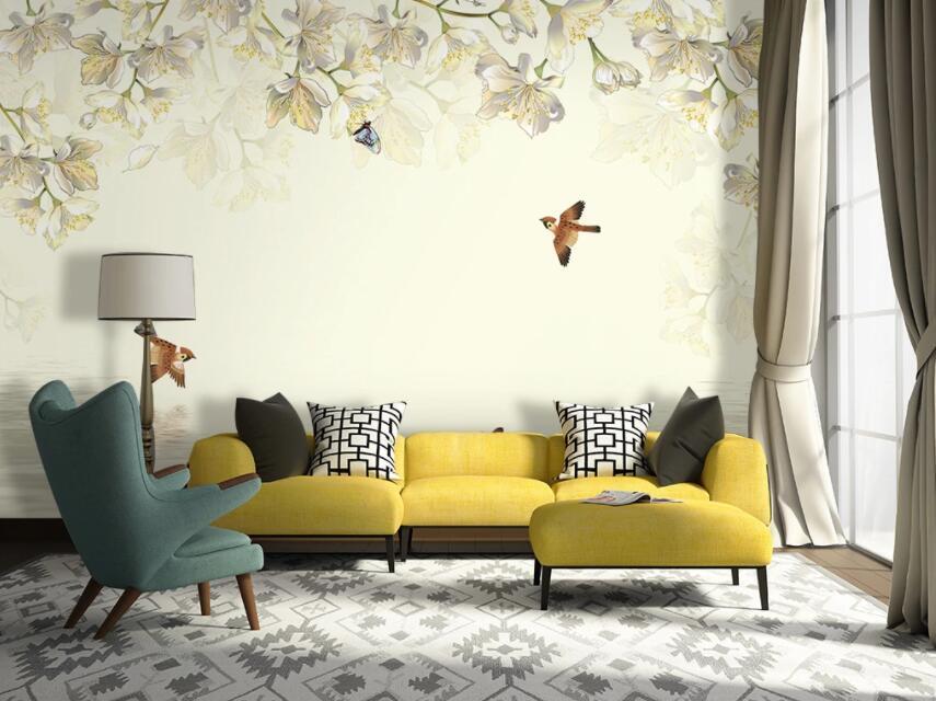 3D Bird Flower 1355 Murals Wallpaper AJ Wallpaper 2
