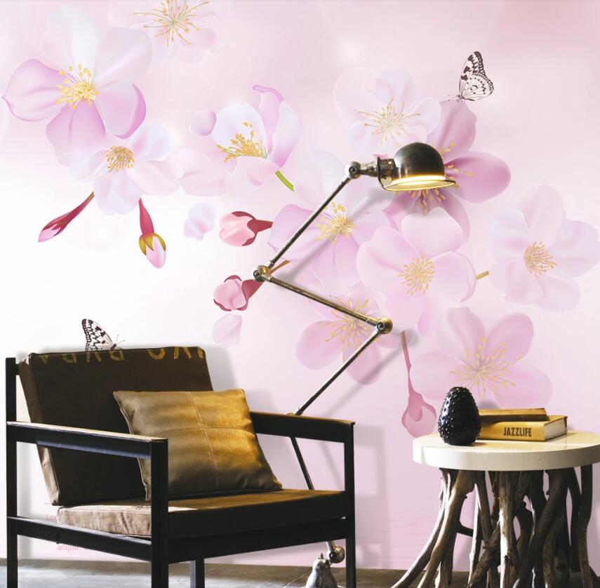 3D Pink Flowers 1350 Wall Murals Wallpaper AJ Wallpaper 2