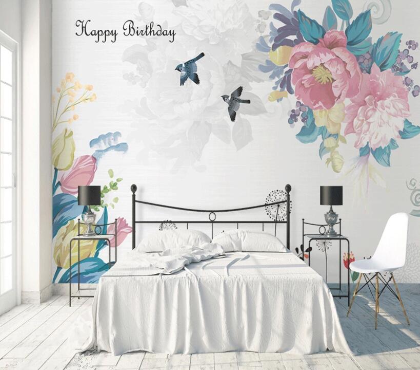 3D Flower Bird 1335 Wall Murals Wallpaper AJ Wallpaper 2
