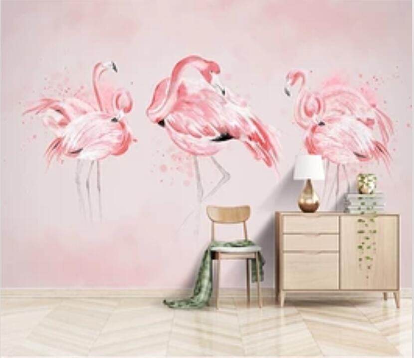 3D Pink Flamingo 2917 Wall Murals Wallpaper AJ Wallpaper 2