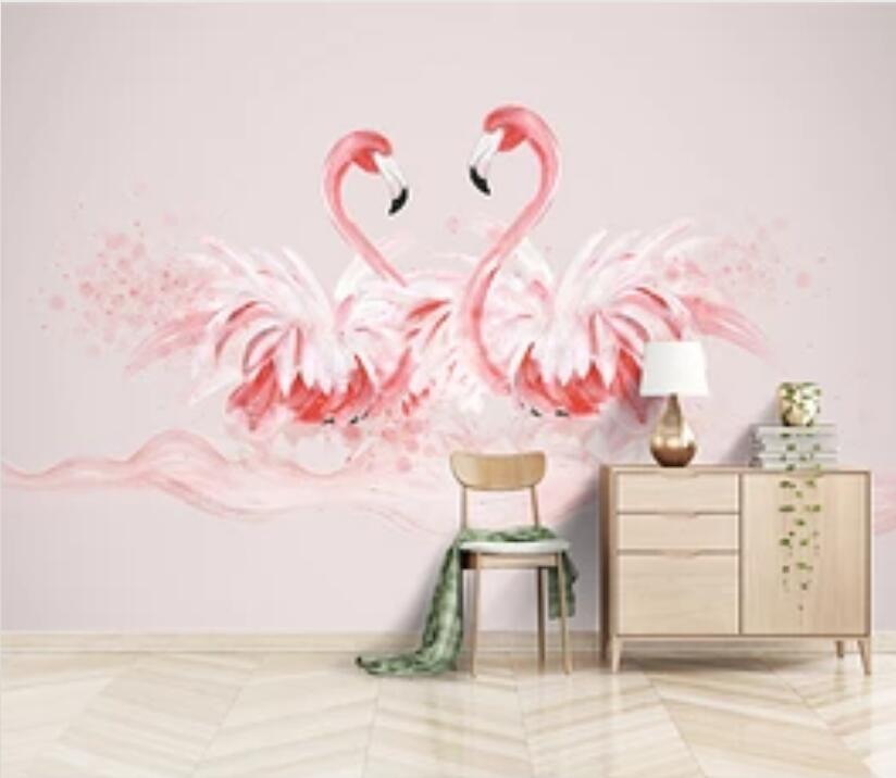 3D Pink Flamingo 1941 Wall Murals Wallpaper AJ Wallpaper 2
