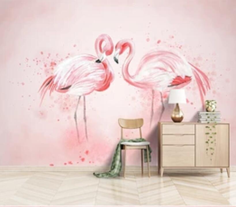 3D Pink Flamingo 1936 Wall Murals Wallpaper AJ Wallpaper 2