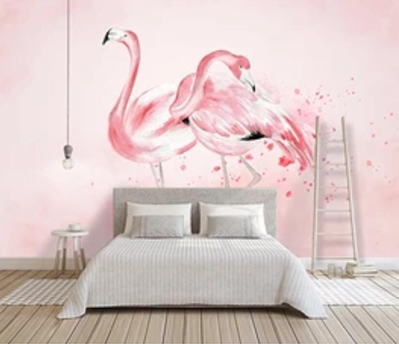 3D Pink Flamingo 2911 Wall Murals Wallpaper AJ Wallpaper 2