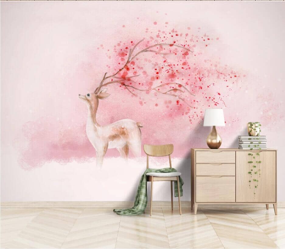 3D Pink Antlers 2819 Wall Murals Wallpaper AJ Wallpaper 2