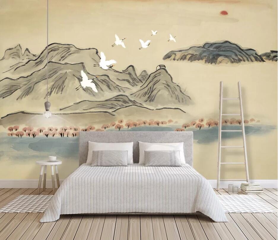 3D Hand Drawn Mountains 2592 Wall Murals Wallpaper AJ Wallpaper 2