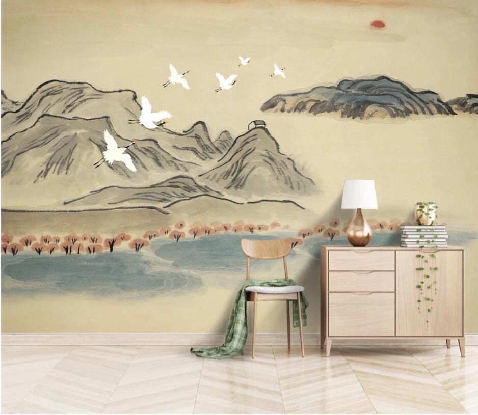 3D Hand Drawn Mountains 2592 Wall Murals Wallpaper AJ Wallpaper 2