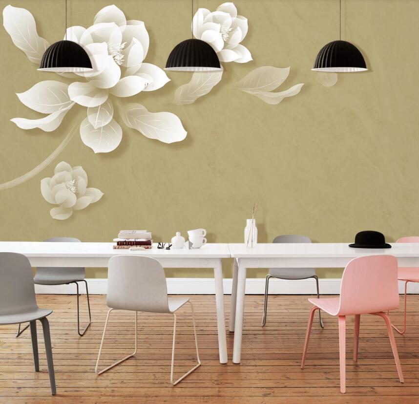 3D White Petals 1287 Wall Murals Wallpaper AJ Wallpaper 2