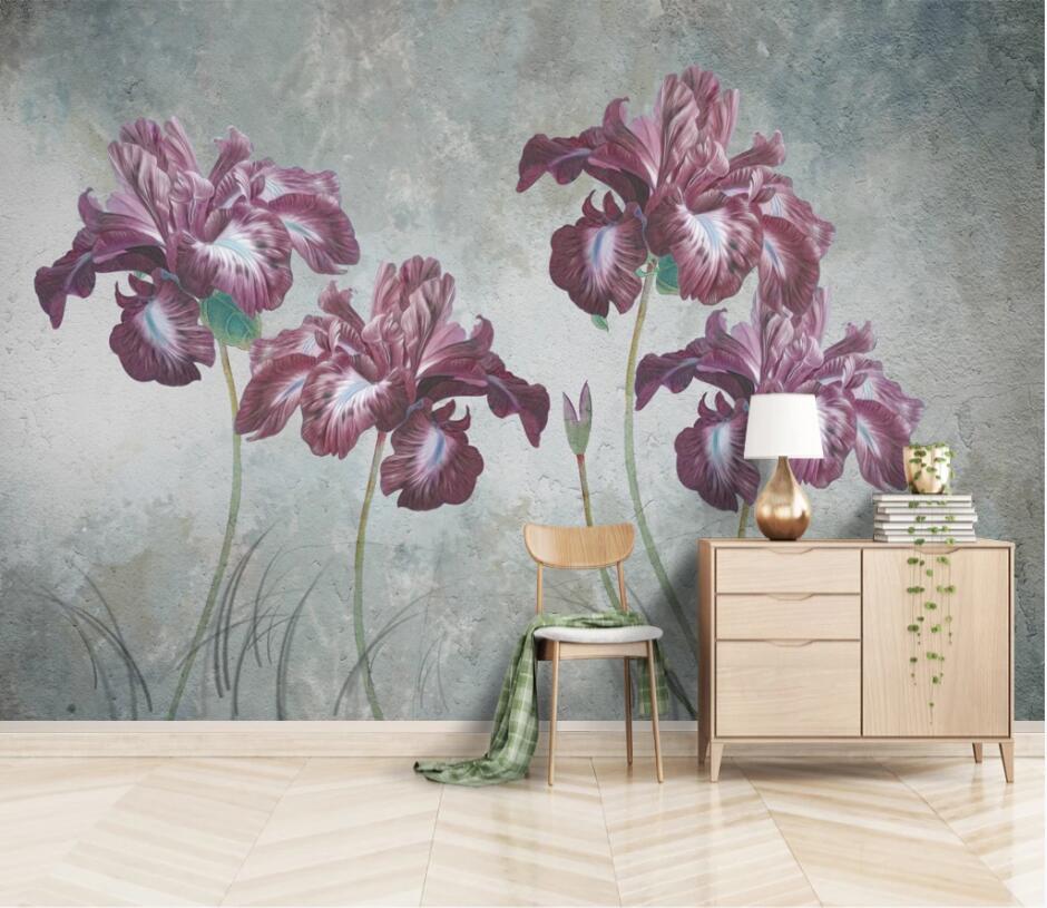 3D Purple Flowers 1536 Wall Murals Wallpaper AJ Wallpaper 2