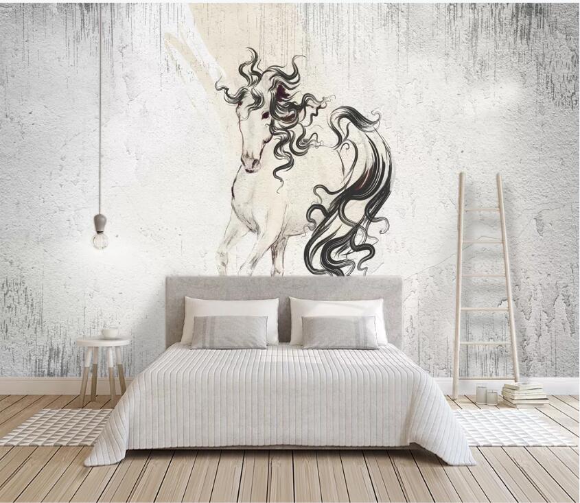 3D Grey Horse 1002 Wall Murals Wallpaper AJ Wallpaper 2