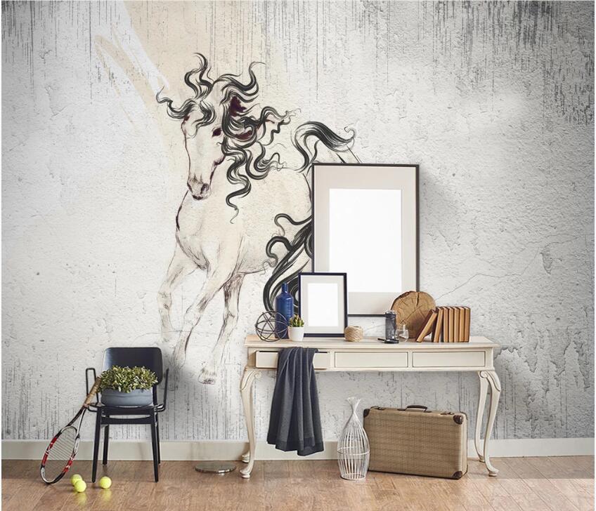 3D Grey Horse 1002 Wall Murals Wallpaper AJ Wallpaper 2