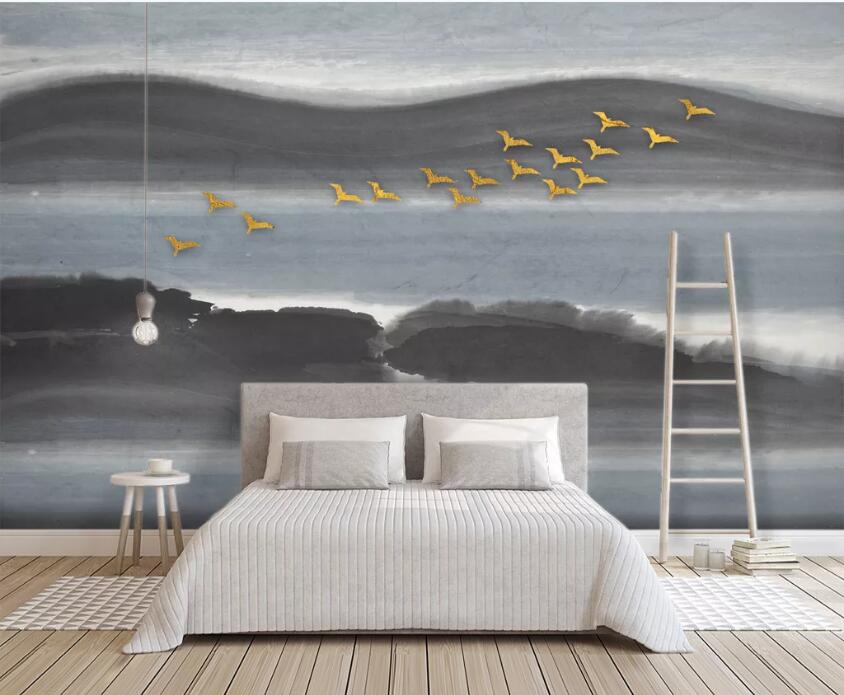 3D Golden Bird 923 Wall Murals Wallpaper AJ Wallpaper 2