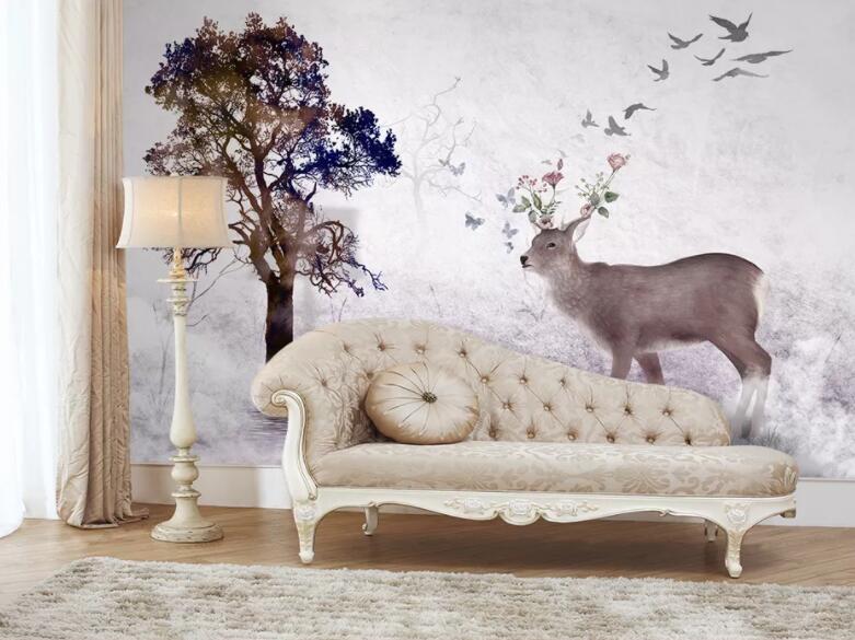 3D Elk Tree 1211 Wall Murals Wallpaper AJ Wallpaper 2