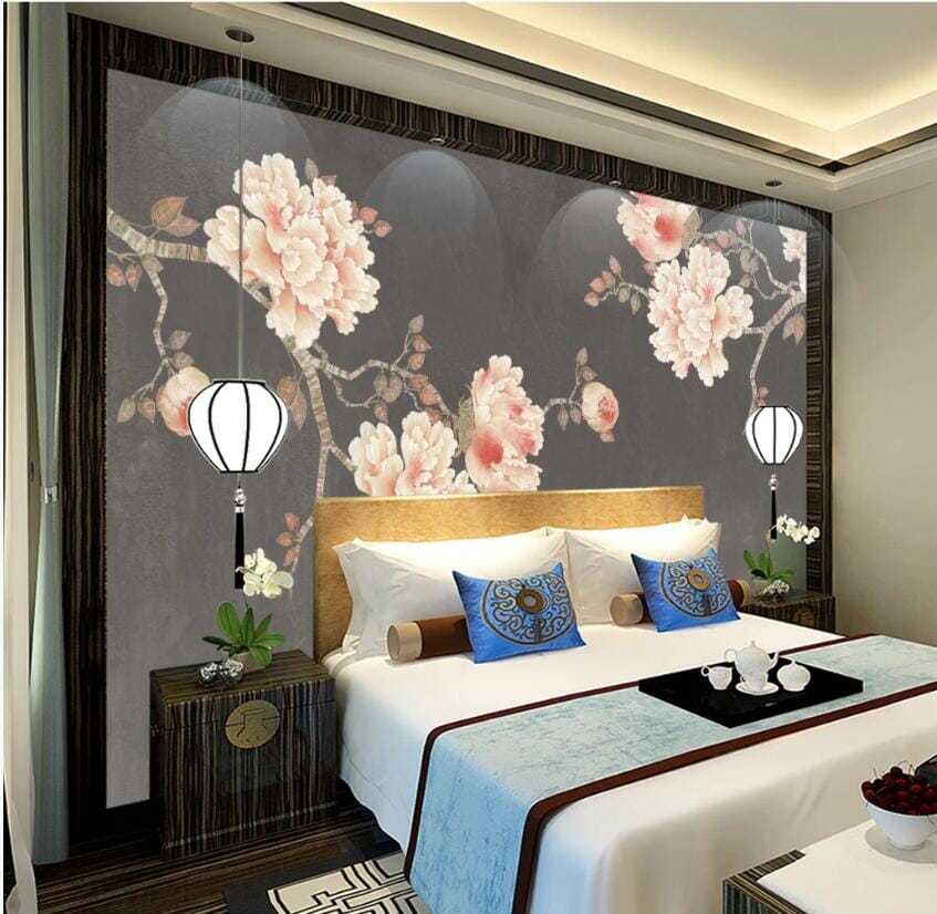 3D Branch Peony 2146 Wall Murals Wallpaper AJ Wallpaper 2