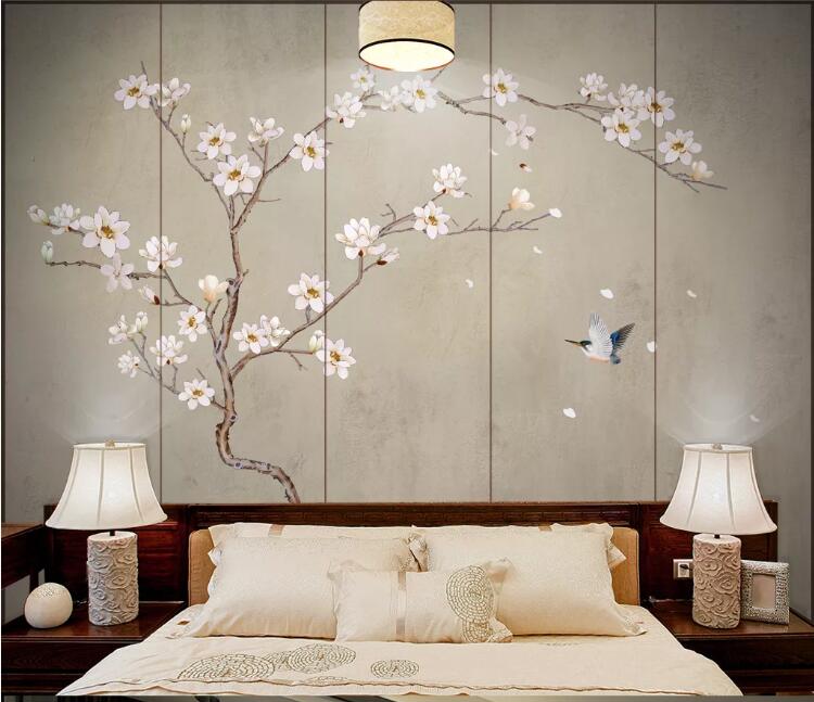 3D White Flowers 853 Wall Murals Wallpaper AJ Wallpaper 2