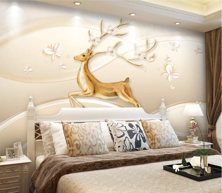 3D Jumping Fawn 2185 Wall Murals Wallpaper AJ Wallpaper 2