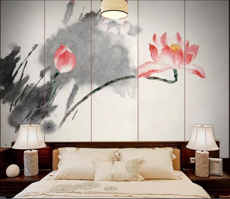 3D Ink Lotus 2160 Wall Murals Wallpaper AJ Wallpaper 2