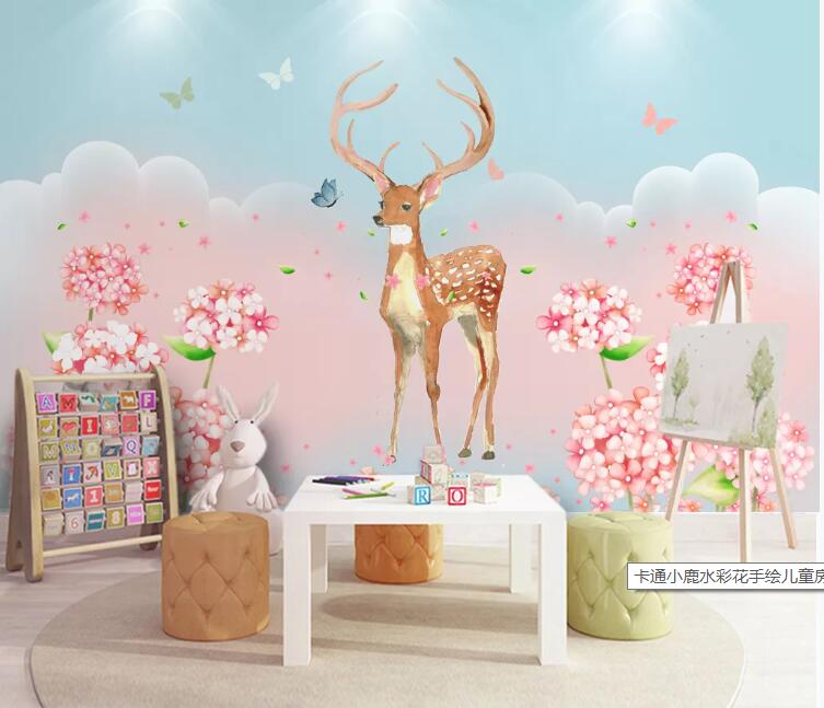 3D Pink Fawn 711 Wall Murals Wallpaper AJ Wallpaper 2