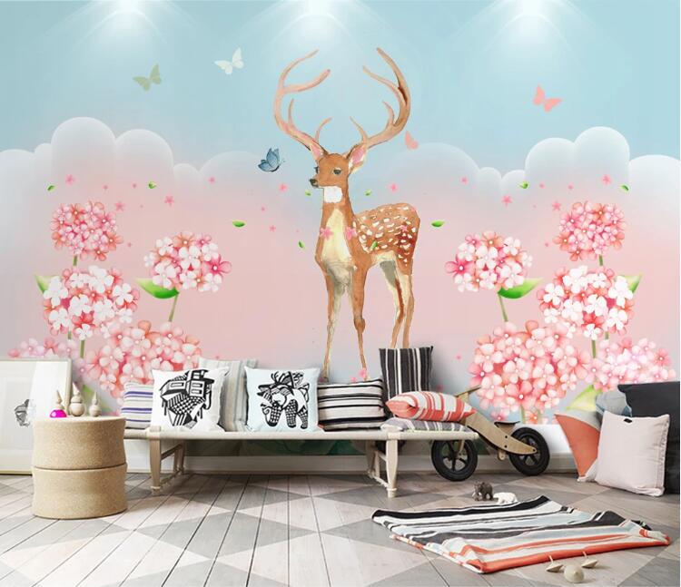 3D Pink Fawn 711 Wall Murals Wallpaper AJ Wallpaper 2