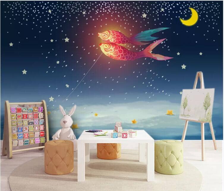 3D Moon Goldfish 1976 Wall Murals Wallpaper AJ Wallpaper 2