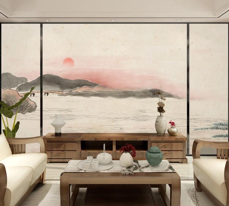 3D Pink Sun 1902 Wall Murals Wallpaper AJ Wallpaper 2