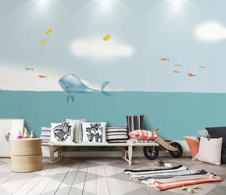 3D Cute Whale 376 Wall Murals Wallpaper AJ Wallpaper 2