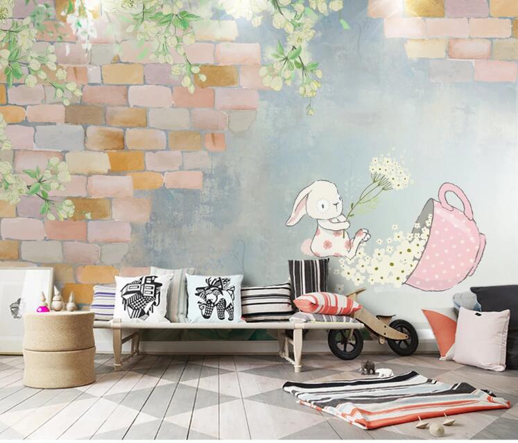 3D Cute Rabbit 368 Wall Murals Wallpaper AJ Wallpaper 2