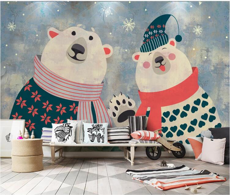 3D Cute Bear 365 Wall Murals Wallpaper AJ Wallpaper 2