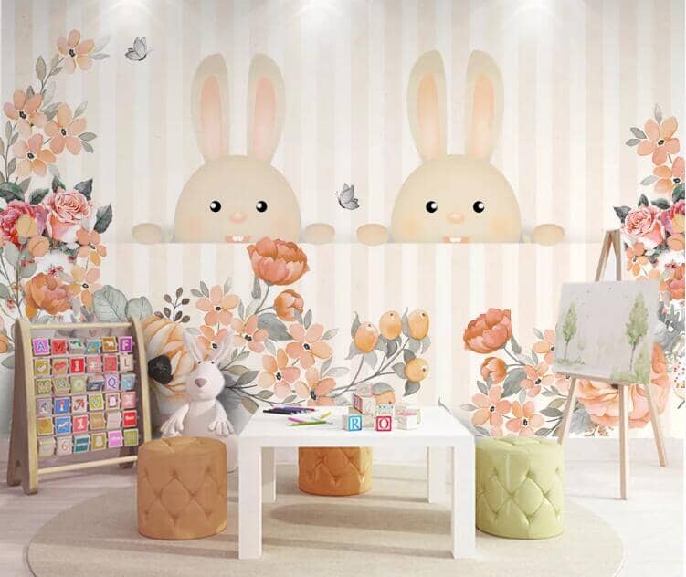 3D Cute Rabbit 1735 Wall Murals Wallpaper AJ Wallpaper 2