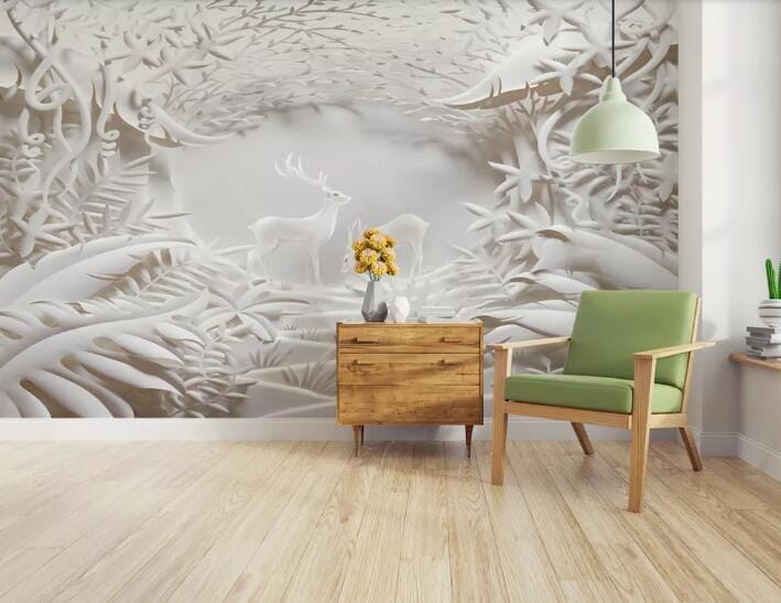 3D White Fawn WC1082 Wall Murals Wallpaper AJ Wallpaper 2