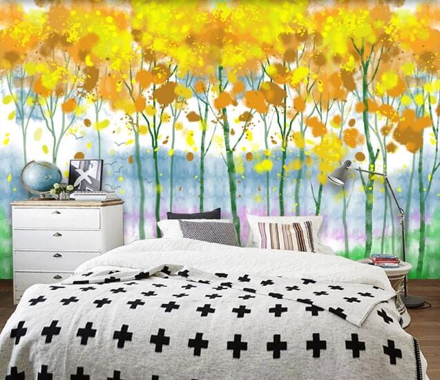 3D Yellow Forest WC974 Wall Murals Wallpaper AJ Wallpaper 2