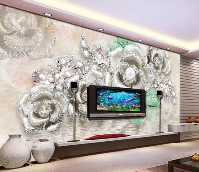 3D Platinum Rose WC970 Wall Murals Wallpaper AJ Wallpaper 2