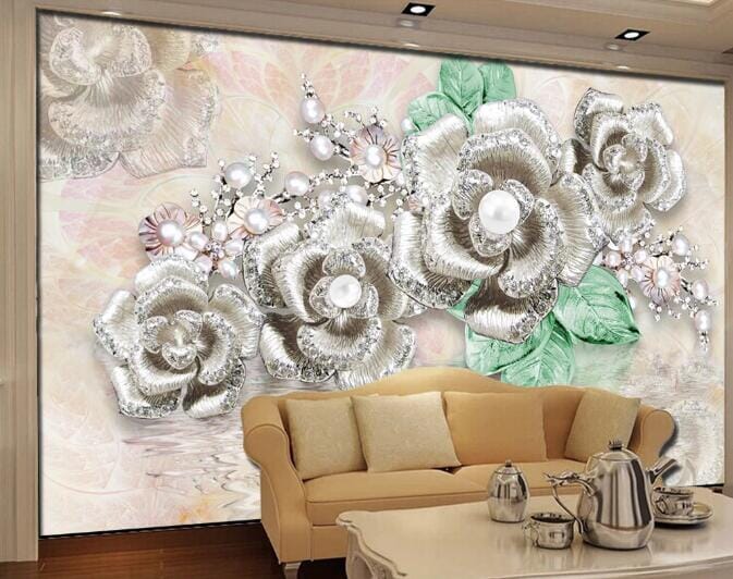3D Platinum Rose WC970 Wall Murals Wallpaper AJ Wallpaper 2