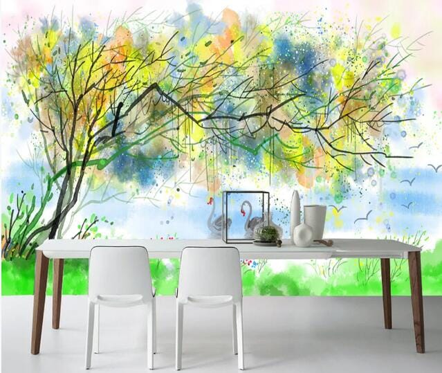 3D Graffiti Tree Swan WC788 Wall Murals Wallpaper AJ Wallpaper 2