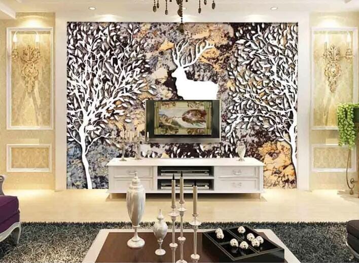 3D White Deer WC320 Wall Murals Wallpaper AJ Wallpaper 2