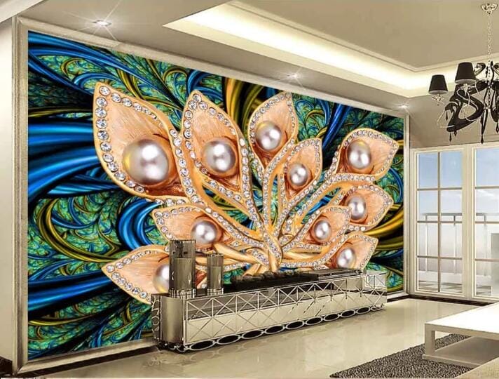 3D Pearl Flower WC264 Wall Murals Wallpaper AJ Wallpaper 2