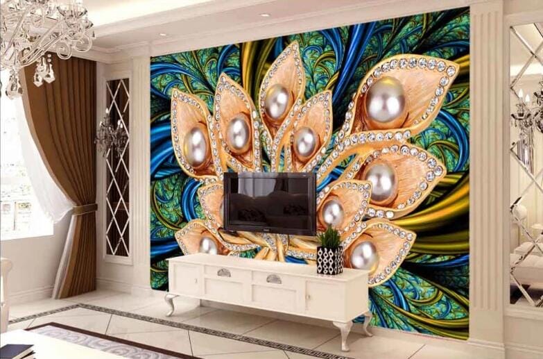 3D Pearl Flower WC264 Wall Murals Wallpaper AJ Wallpaper 2