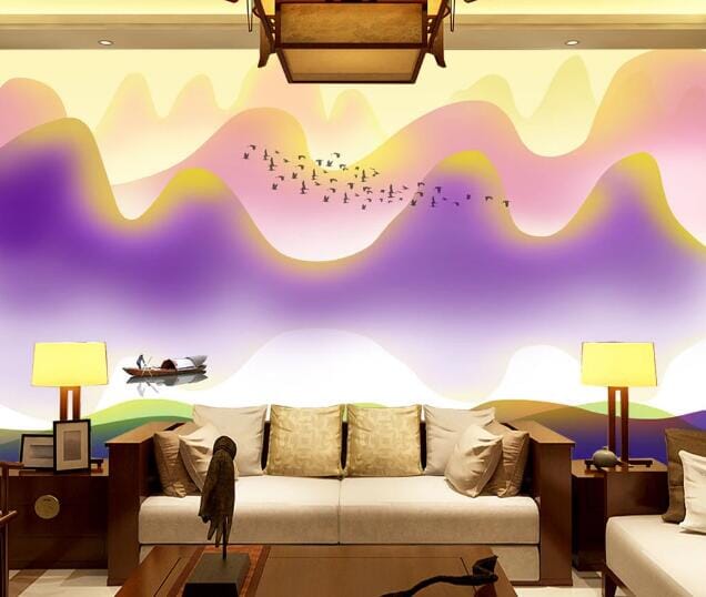 3D Sunset Mountain WC1069 Wall Murals Wallpaper AJ Wallpaper 2